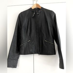 Colour Eighteen Classic Black Genuine Leather Jacket - Black, UK Size 6